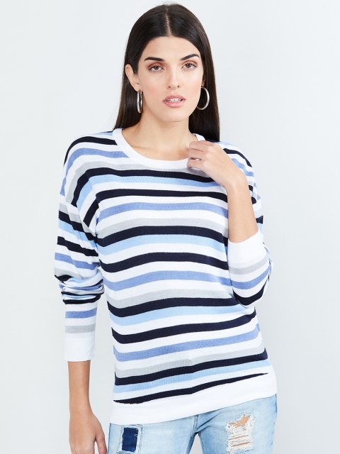 

max Women Blue & White Striped Pullover