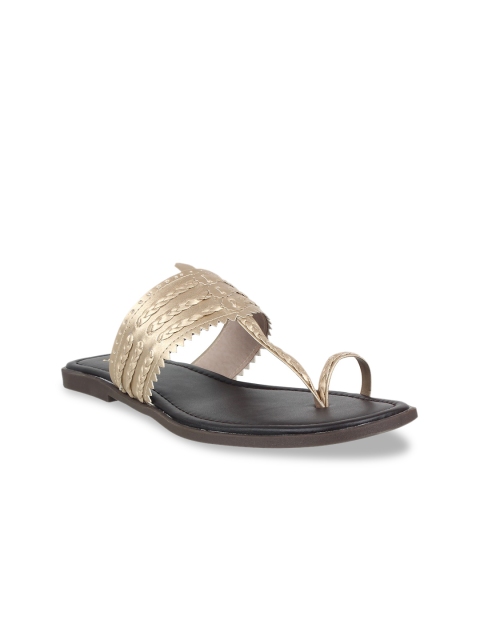 

STEPpings Women Gold-Toned Embellished One Toe Flats