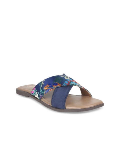 

STEPpings Women Navy Blue Printed Open Toe Flats