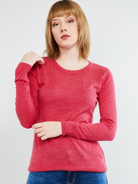 

max Women Pink Solid Pullover Sweater