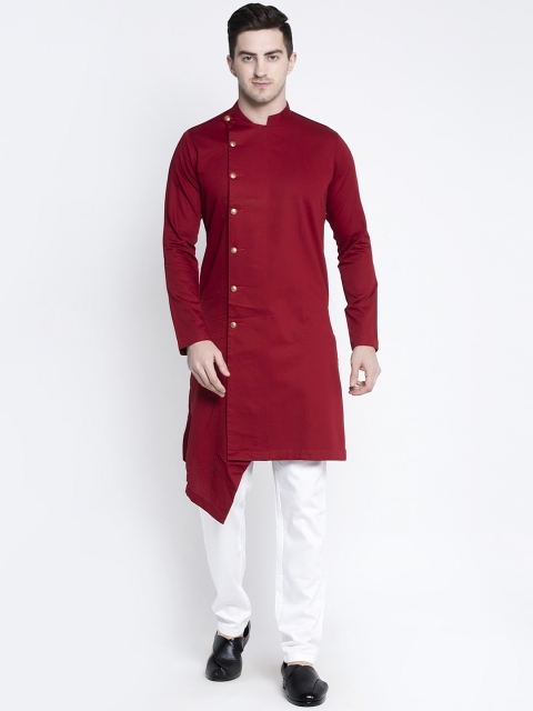 

MAXENCE Men Maroon Solid Kurta with Pyjamas