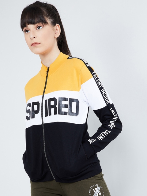 

max Women Yellow Printed Sporty Jacket