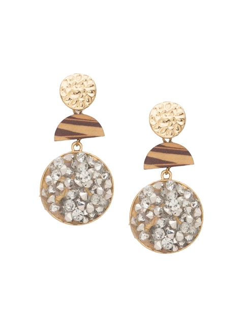 

Globus Gold-Plated & White Cubic Zirconia Geometric Drop Earrings