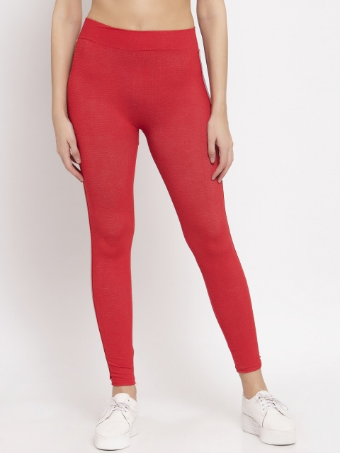 

KLOTTHE Women Red Solid Skinny-Fit Sustainable Treggings