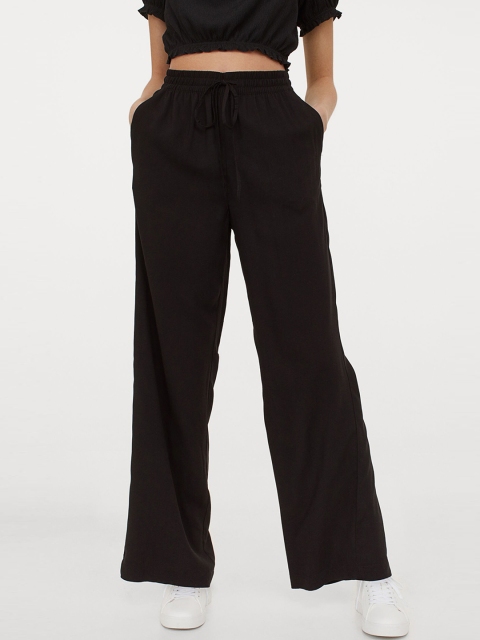 

H&M Women Black Wide Trousers