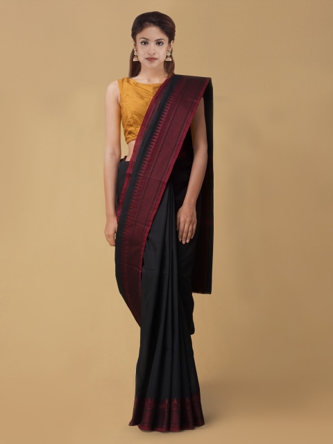 

Unnati Silks Black Solid Pure Cotton Saree