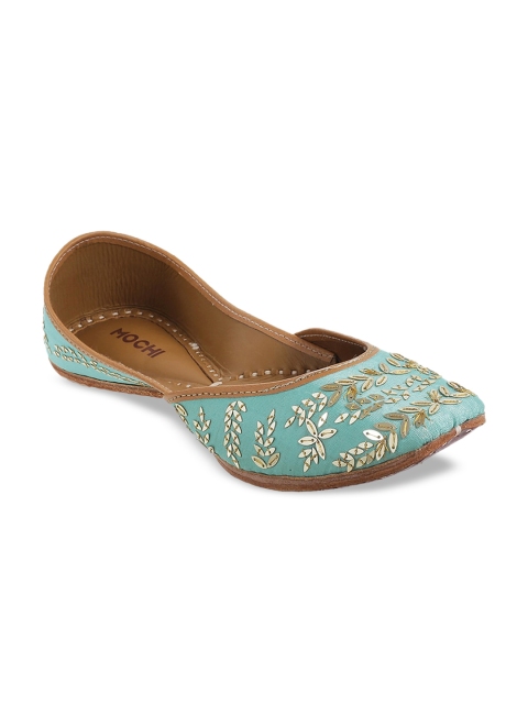 

Mochi Women Sea Green Embellished Mojaris