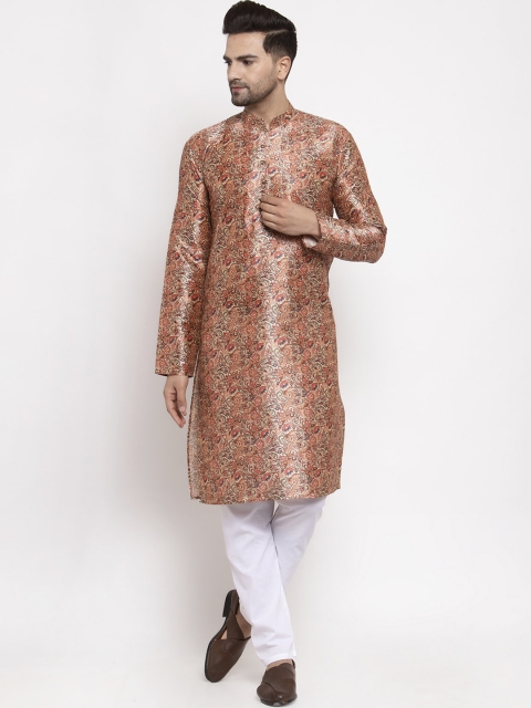 

Jompers Men Gold-Toned & Bronze-Toned Printed Kurta with Pyjamas