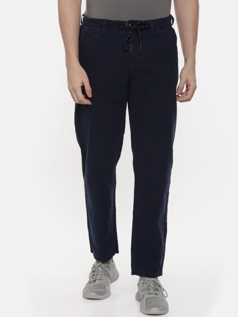 

Breakbounce Men Navy Blue Comfort Regular Fit Solid Trousers