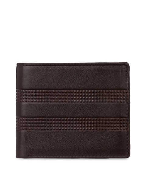 

Calvadoss Men Brown Textured Leather Two Fold Wallet
