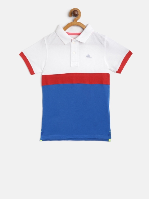 

Cherry Crumble Boys White Colourblocked Polo Collar T-shirt