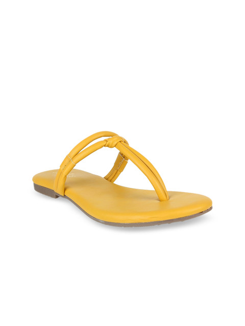 

STEPpings Women Yellow Solid T-Strap Flats