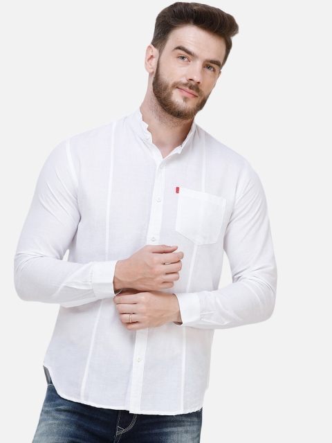 COLVYNHARRIS JEANS Men White Slim Fit Solid Casual Shirt