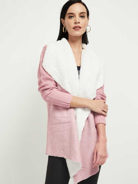 

max Women Pink Solid Longline Tailored Jacket