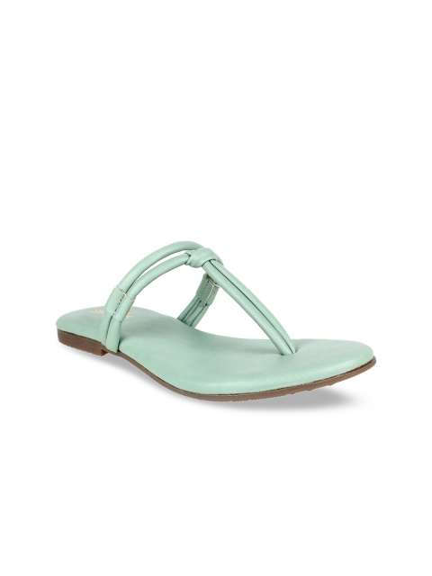 

STEPpings Women Green Solid T-Strap Flats