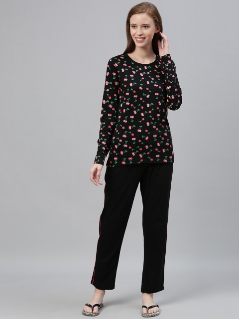 

Kryptic Women Black & Red Printed Night Suit