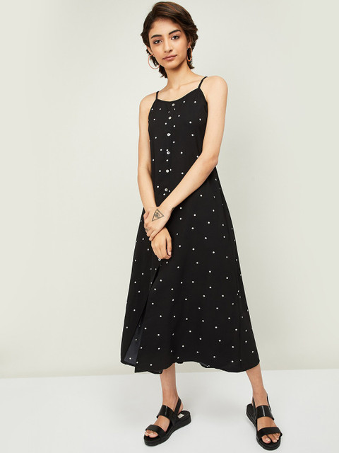 

Ginger by Lifestyle Women Black Printed A-Line Dress
