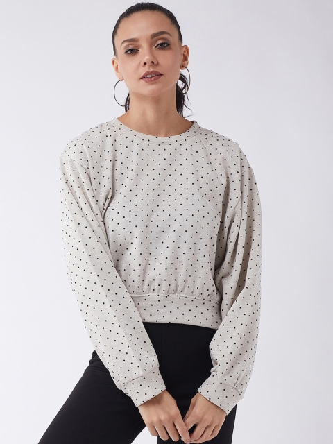 

MAGRE Women Off White Polka Dots Printed Pullover Sweater