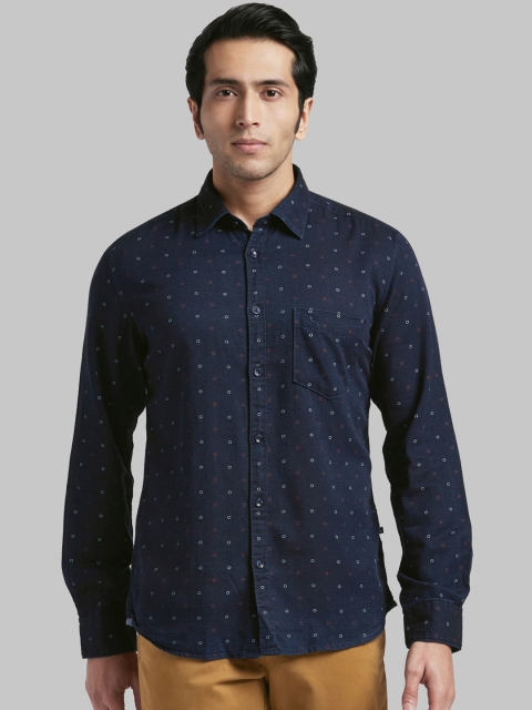 

Parx Men Navy Blue Slim Fit Printed Casual Shirt