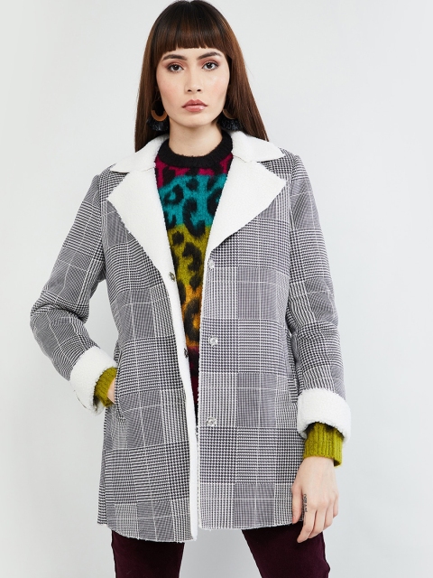 

max Women Black & White Checked Tailored Jacket