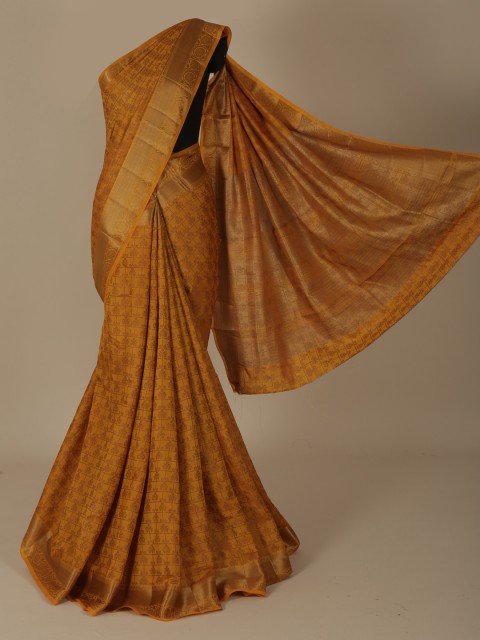 

Pothys Mustard & Gold-Toned Jute Silk Woven Design Saree