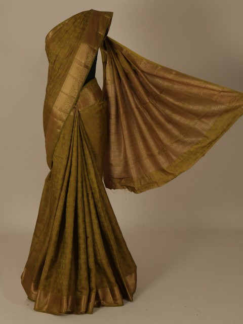 

Pothys Olive Green Woven Design Jute Silk Saree
