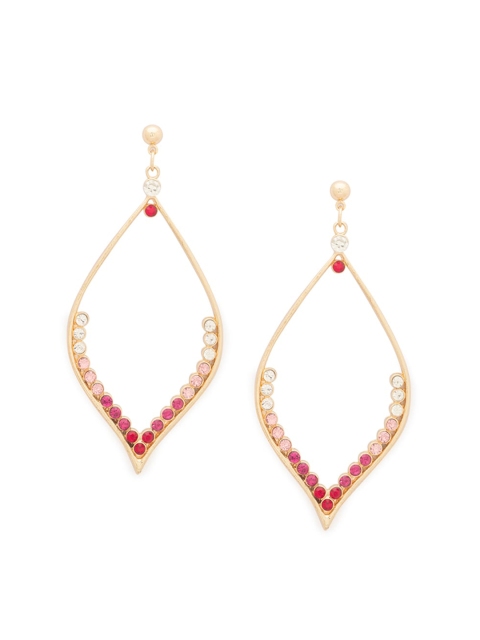 

Globus Gold-Plated & Red CZ Contemporary Drop Earrings