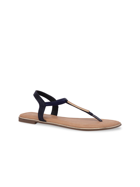 

Inc 5 Women Navy Blue Solid T-Strap Flats