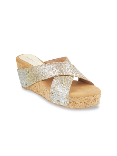 

Mochi Women Silver-Toned Embellished Wedges