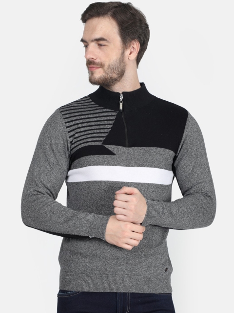

Monte Carlo Men Grey & Black Printed Pullover Sweater