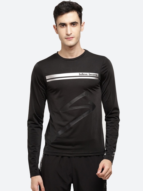 

SG Men Black Striped Round Neck T-shirt