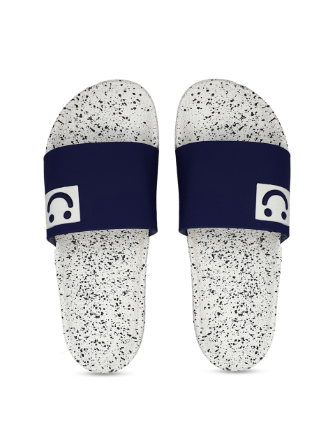 

Pampy Angel Men Navy Blue & White Smiley Printed Sliders