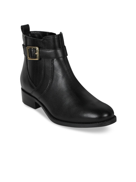 

Mode by Red Tape Women Black Solid High-Top Heeled Boots