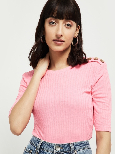 

max Women Pink Solid Top