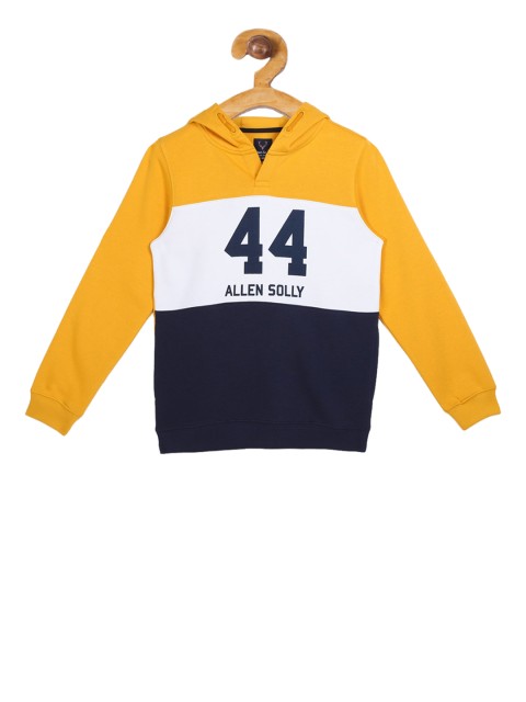 

Allen Solly Junior Boys Yellow & White Colourblocked Hooded Sweatshirt