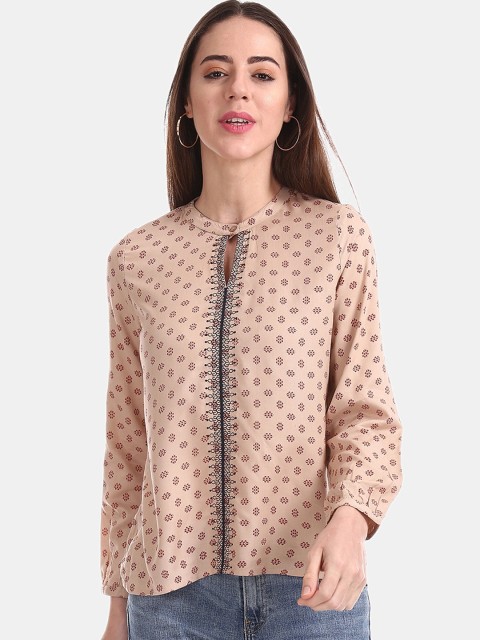 

Bronz Women Beige Printed Top