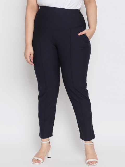 

Amydus Women Navy Blue Slim Fit Solid Regular Trousers