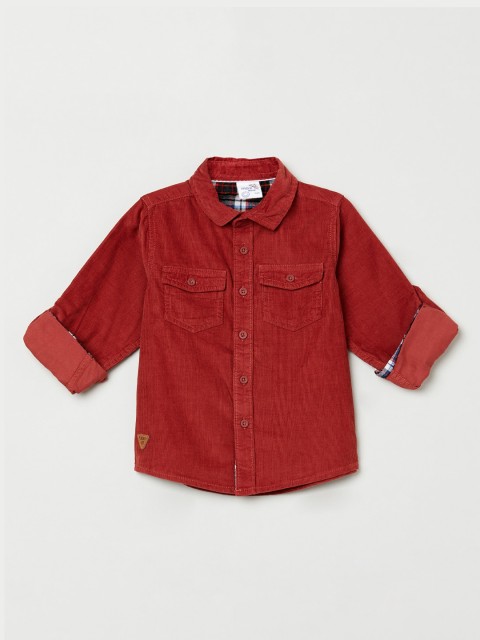 

max Boys Rust Red Regular Fit Solid Casual Shirt