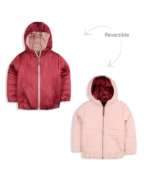 

Cherry Crumble Boys Peach-Coloured Solid Padded Jacket