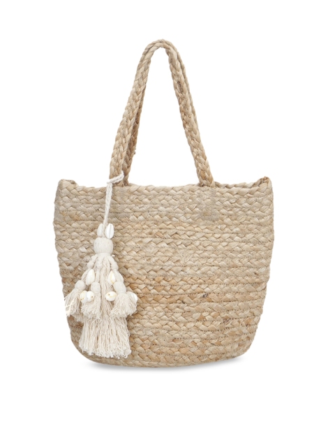 

Diwaah Beige Self Design Tote Bag