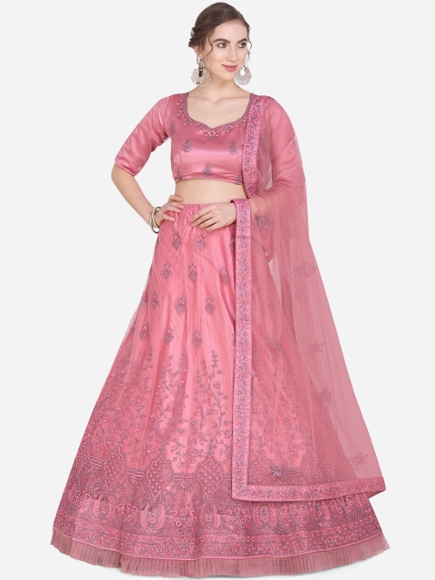 

Mitera Pink Semi-Stitched Lehenga & Blouse with Dupatta