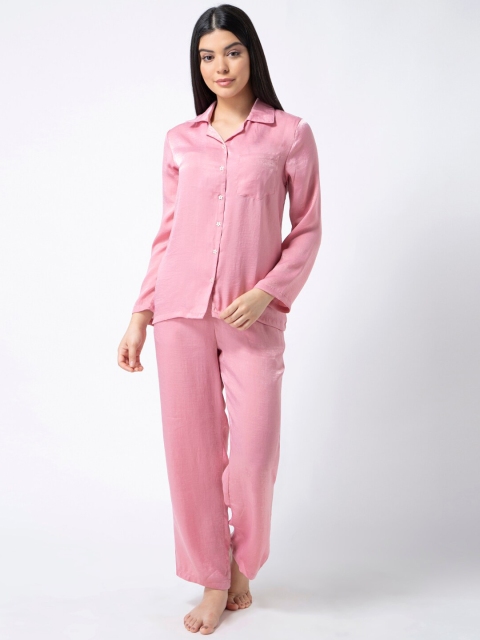 

ADORENITE Women Pink Solid Night suit