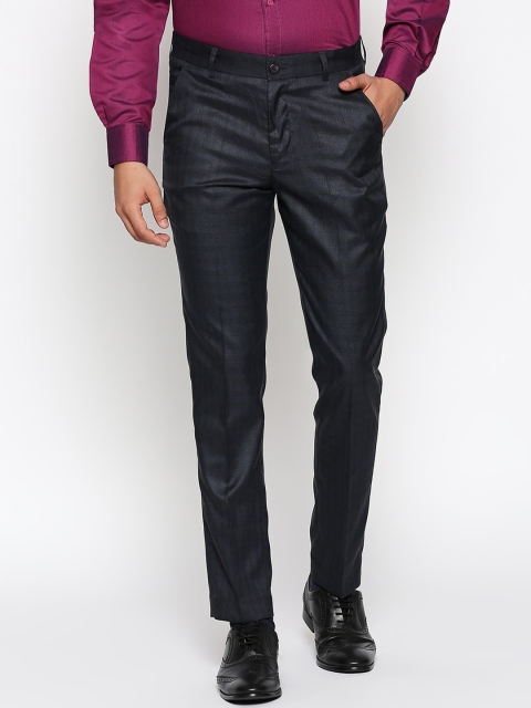 

Solemio Men Black Slim Fit Solid Formal Trousers