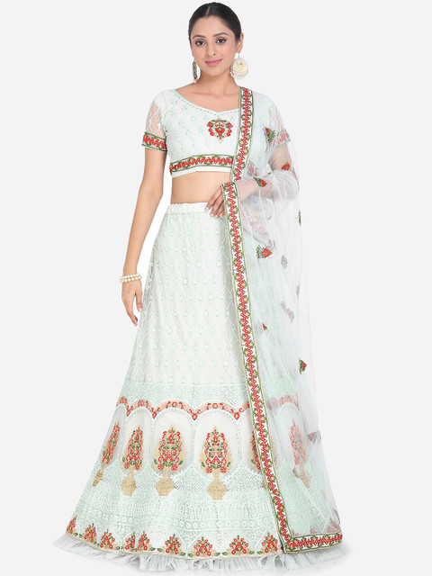 

Mitera Green Semi-Stitched Lehenga & Unstitched Blouse with Dupatta