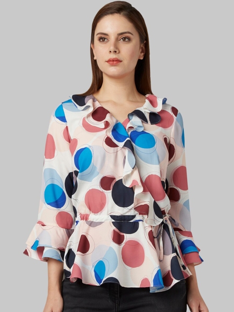 

Park Avenue Woman Beige & Blue Printed Top