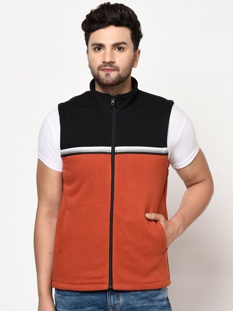 

Octave Men Black & Orange Colourblocked Sweatshirt
