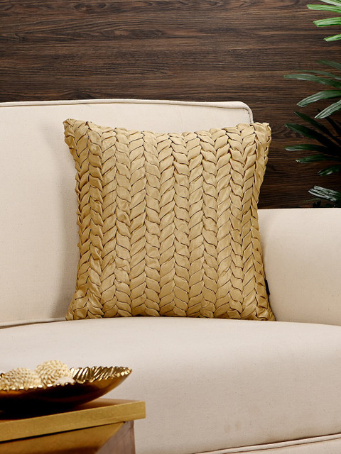 

Pure Home and Living Gold-TonedSingle Abstract Square Cushion Covers