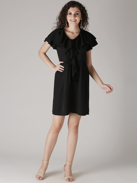 

DIVA WALK EXCLUSIVE Women Black Solid Fit and Flare Dress