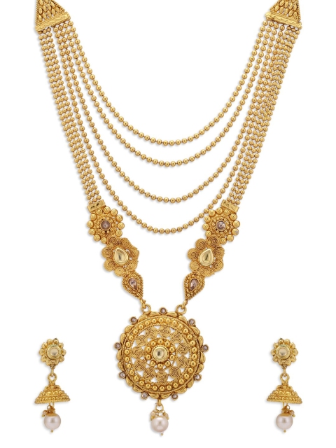 

Sukkhi Women LCT Gold-Plated White Stone & Pearl Embellished Long Haram Jewellery Set