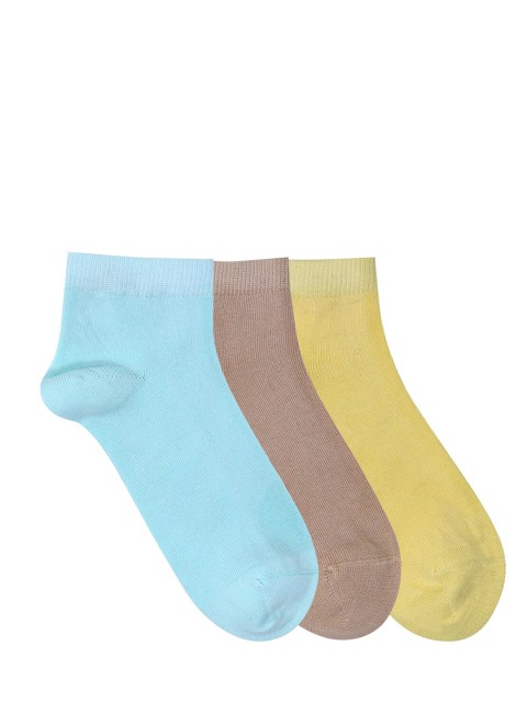 

Mustang Women Pack Of 3 Solid Ankle-Length Socks, Blue